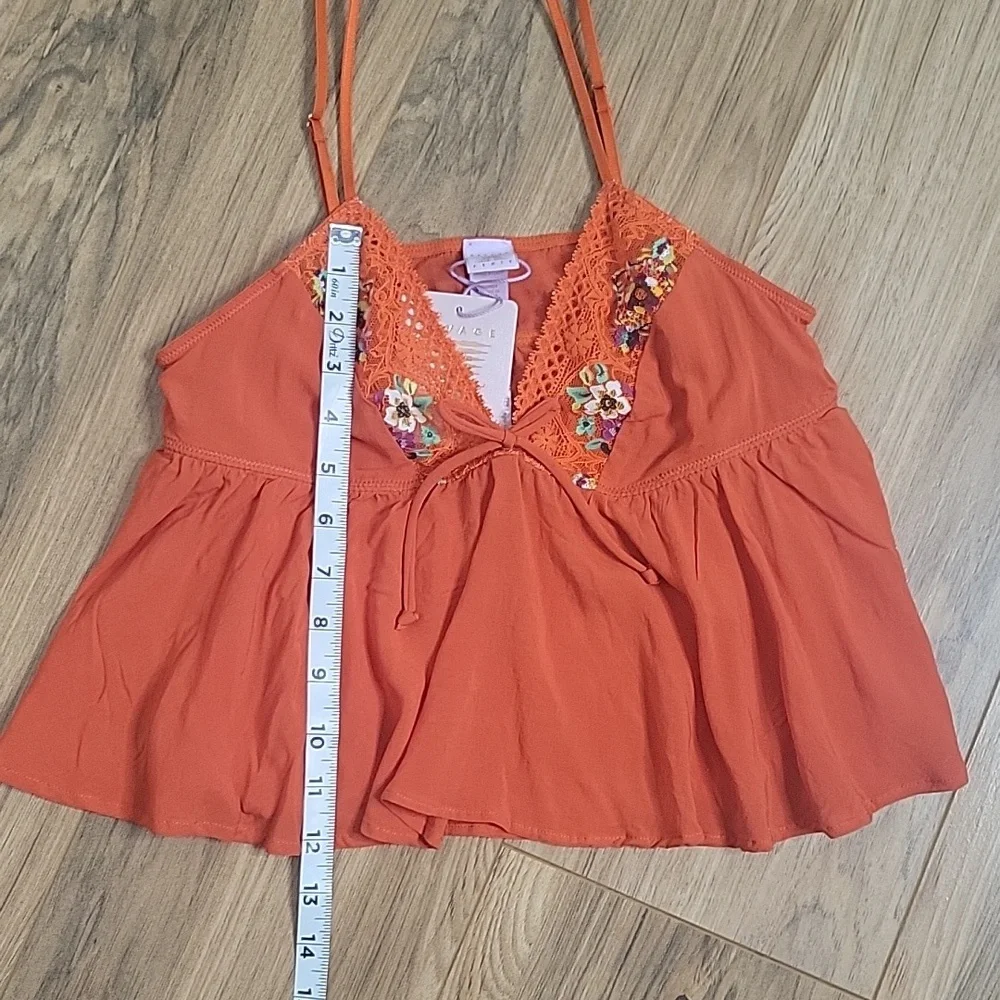 Savage X Fenty Dolled Up Sleep Cami Spiced Orange with Lace Cheeky - Picture 7 of 15